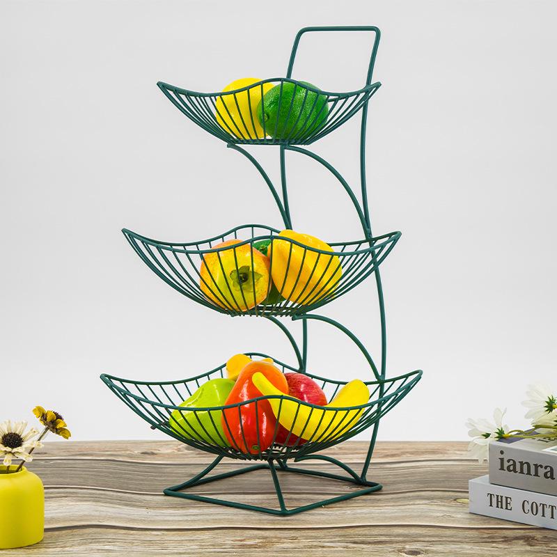 European Style Three-Tier Fruit and Snack Storage Rack for Living Room Coffee Table