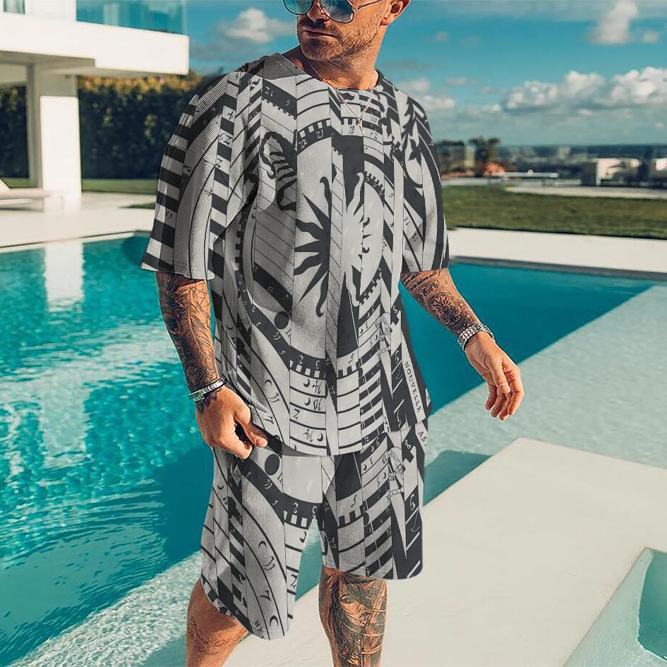 Sommer Herren T-Shirt Shorts Jogginganzug Persönlichkeit 3D Gedruckt Übergroß Herren Kleidung Outfits O-Ausschnitt Lässig Trainingsanzug 2-teiliges Set