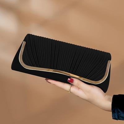 Clutch de Noche Plisado para Mujer Bolso de Hombro de Poliéster de Lujo a la Moda con Correa Desmontable Banquetes Cumpleaños Bodas Regalo Chic para Enamorado