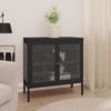 VidaXL Black Buffet 70x35x70 Cm Steel and Glass