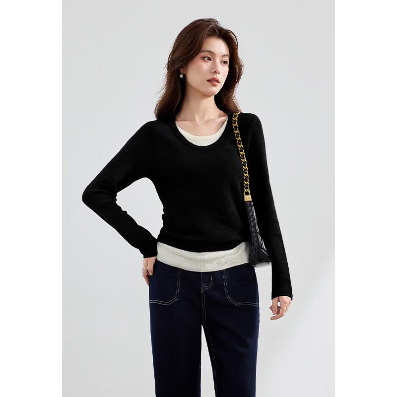 VICTORIA&VERA Women's Wool-Blend Faux Two-Piece Knit Top V9016S05