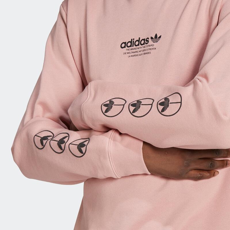 Adidas Originals Trefoil Logo Print Loose Fit Long Sleeve Sweatshirt Men Sweatshirt Pink HF4905