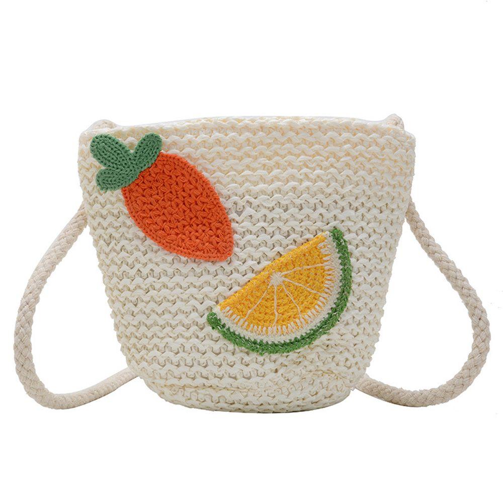 

Sweet Lovely Fruit Cartoon Beach Children s Straw Bag Woven Bohemian Wallet Korean Style Handbag Carrot