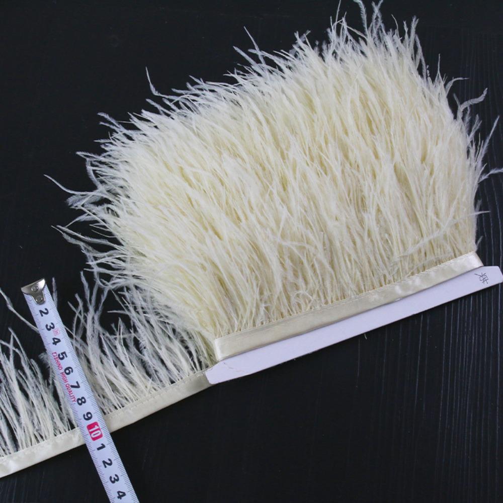 Feather1 Meter Ribbon Tassel Natural Ostrich Feathers 8-10cm Wide Fluffy Texture Ostrich Feathers Trim Sewing Decoration Apparel Fabric