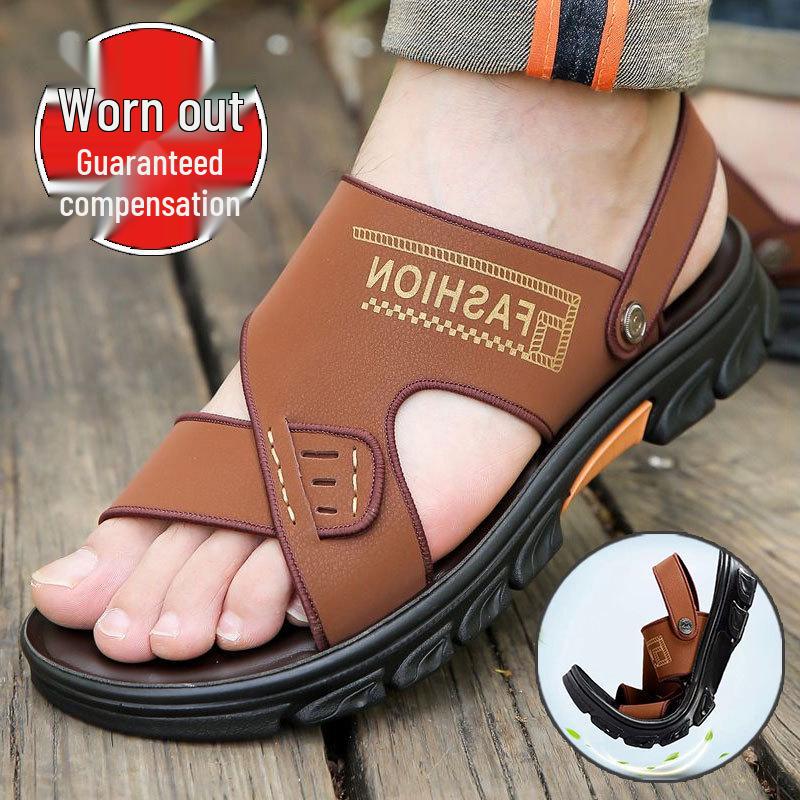Herren Sommer Mode Rutschfeste Ledersandalen - Vielseitige Weiche Sohle Strand-Slipper
