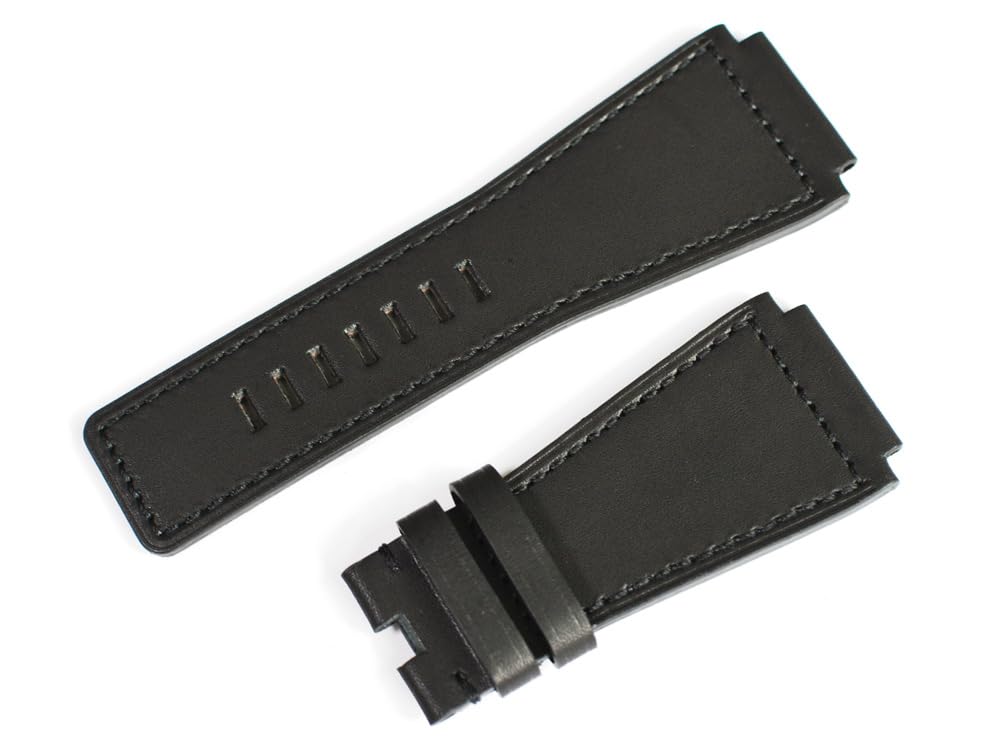 

[Import King Original] Watch Parts - Compatible with Bell & Ross BR01, BR03 - Genuine Leather Strap - Aftermarket - Black - 24mm