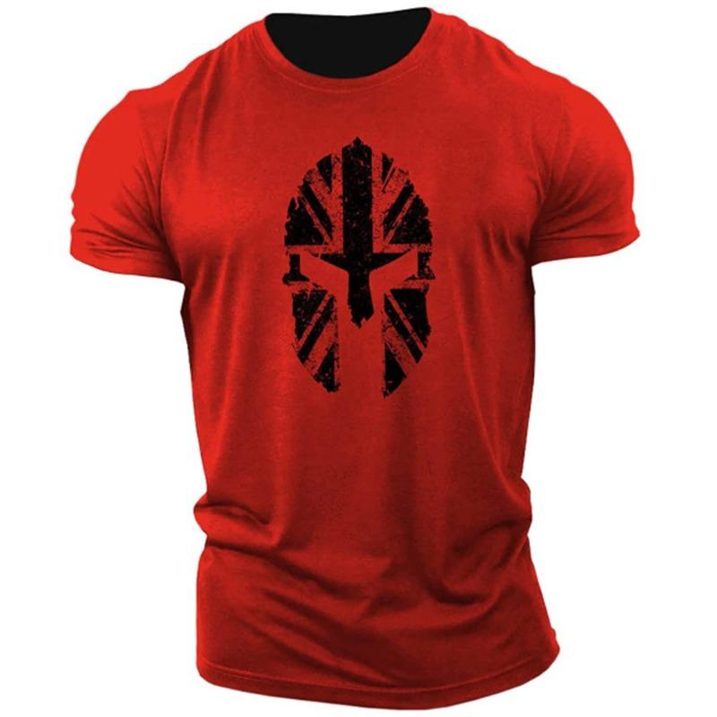 Men's 3D Short Sleeved T-shirt with Spartan Pattern