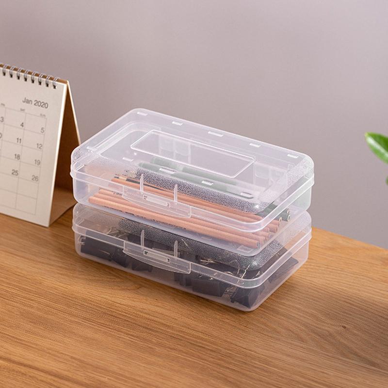 Transparent Pencil Box Hard Plastic Pencil Case Crayon Pen Box Sketch Pencil Case Stacking Office Supplies Organizer Box