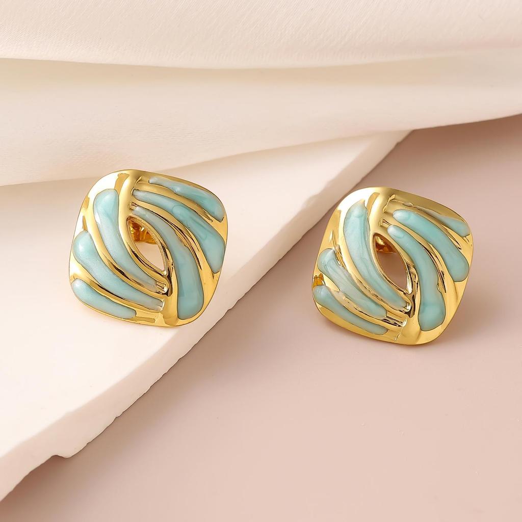 French Enamel Drip Oil Earrings: Stainless Steel, Irregular, Titanium Women's Luxury