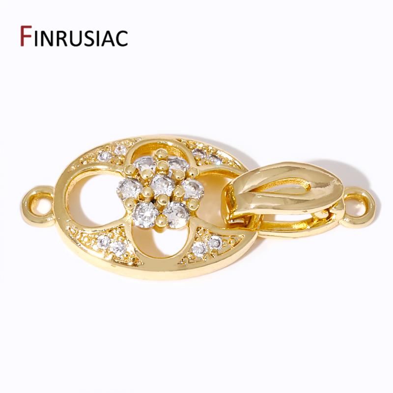 18K Gold Plated Zircon Fasteners Accessories Closure Lock Clasps For DIY Needlework Beads Pearls Jewelry Making Findings