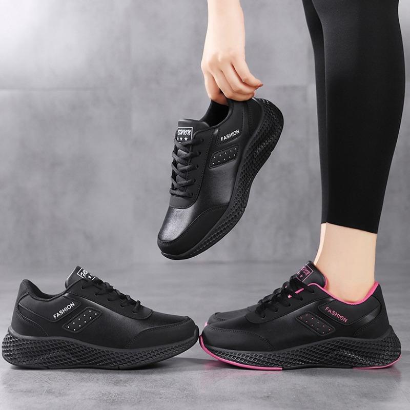 Trend Women Leather Sneakers 2025 New Casual Walking Shoes Women Lace-up Platform Vulcanized Shoes Outdoor Running Shoes Size 42