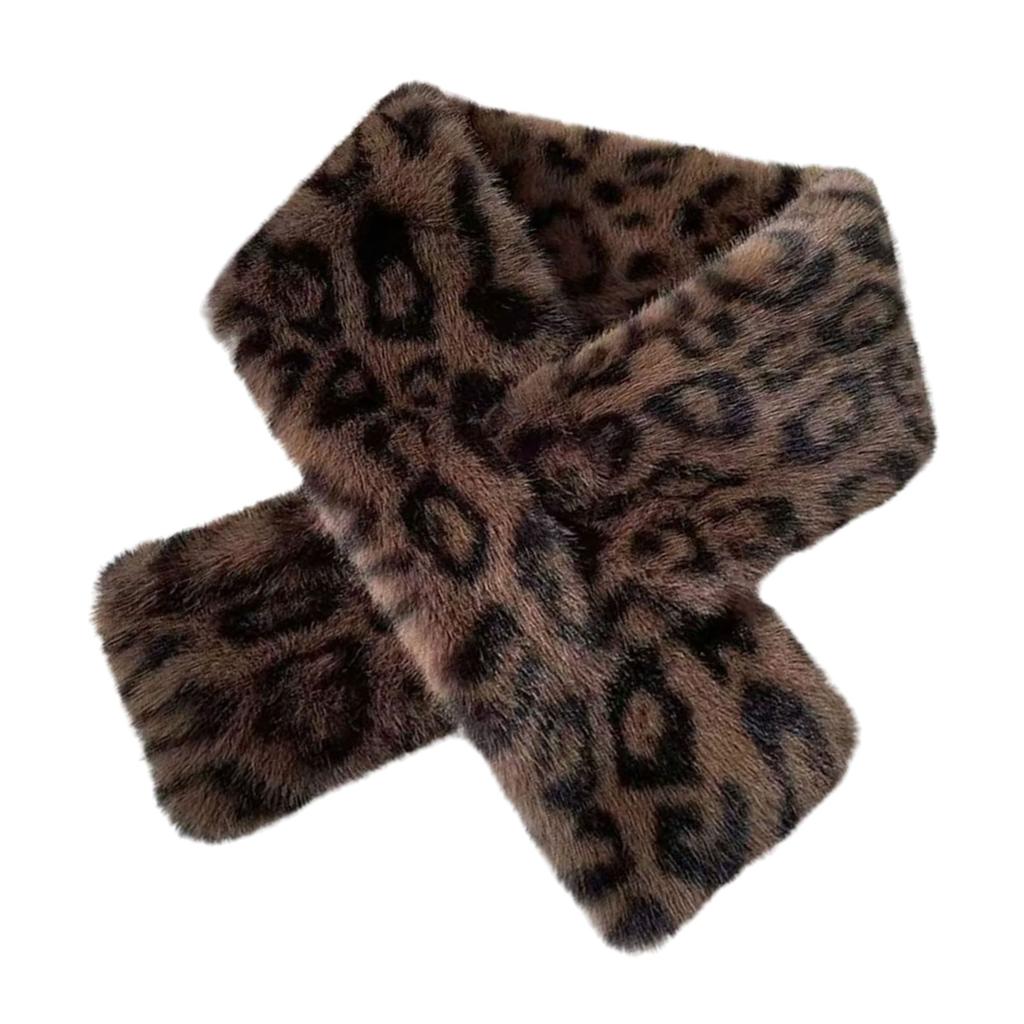 Multifunctional Leopard Print Faux Furs Scarf Autumn Winter Winter Neck Warmer Plush Comfortable  Fashion Statement