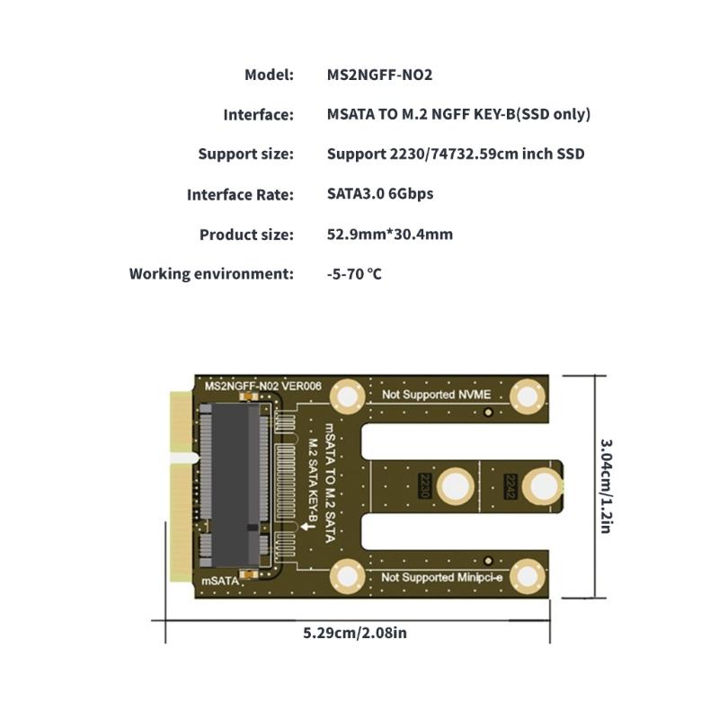 Converter Card Transforming MSATA to M.2 SATA3.0 Converter Card Support 2230 2242 Motherboard Device