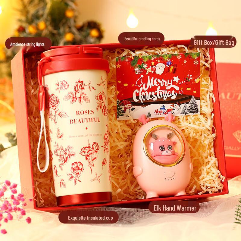 Christmas Lily of the Valley Cup & Deer Hand Warmer Gift Set