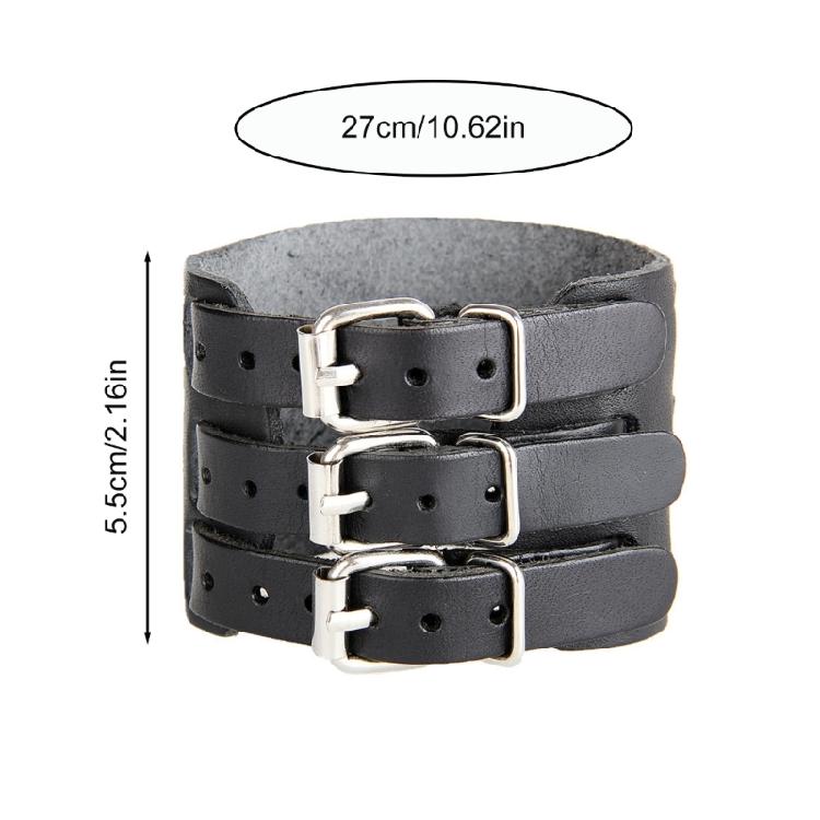 Verstellbares Lederarmband für Herren Punk-inspiriert Breites Armband Zubehör
