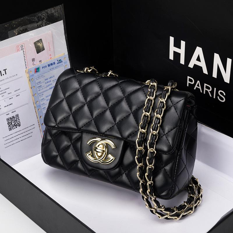 Women's bag new fashionable and versatile high-end diamond chain bag leather shoulder  bag tide