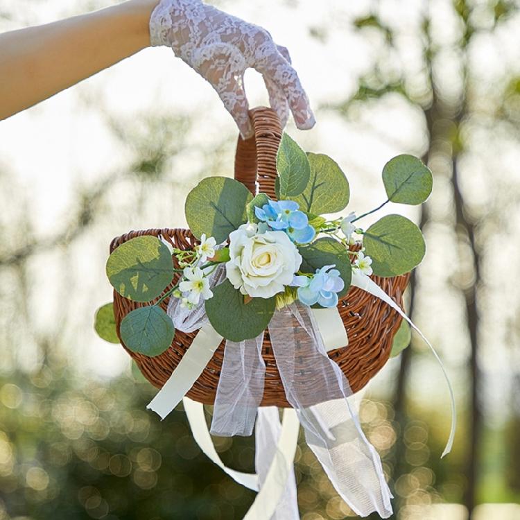 Stylish Rattans Handmade Flower Girl Basket Accessory for Weddings and Special Occasions Ornament Trendy Women Ladies