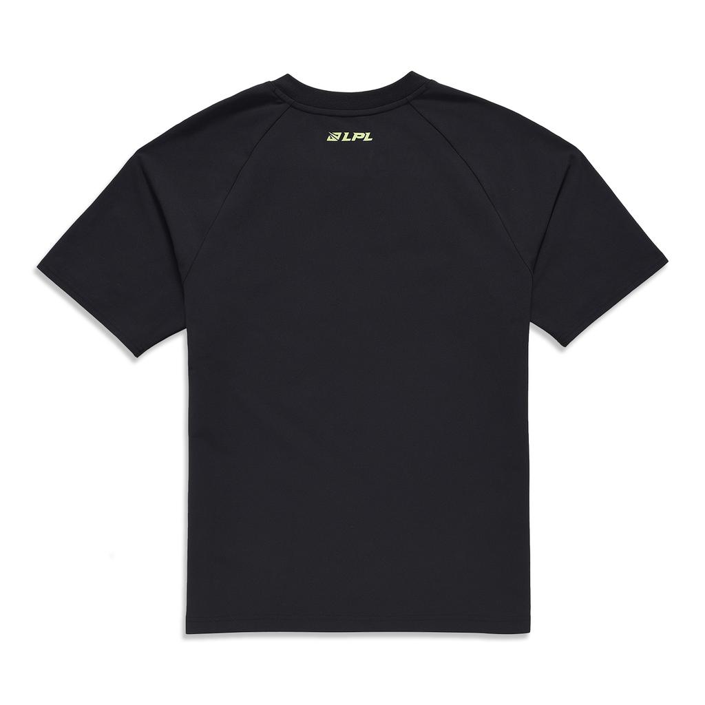 Li Ning Série Estilo de Vida Esportivo Logotipo da Marca com Letras Casual Gola Redonda Manga Curta Camiseta Temporada 2024 Equipe NIP Unissex Tops Preto ATSU651-1