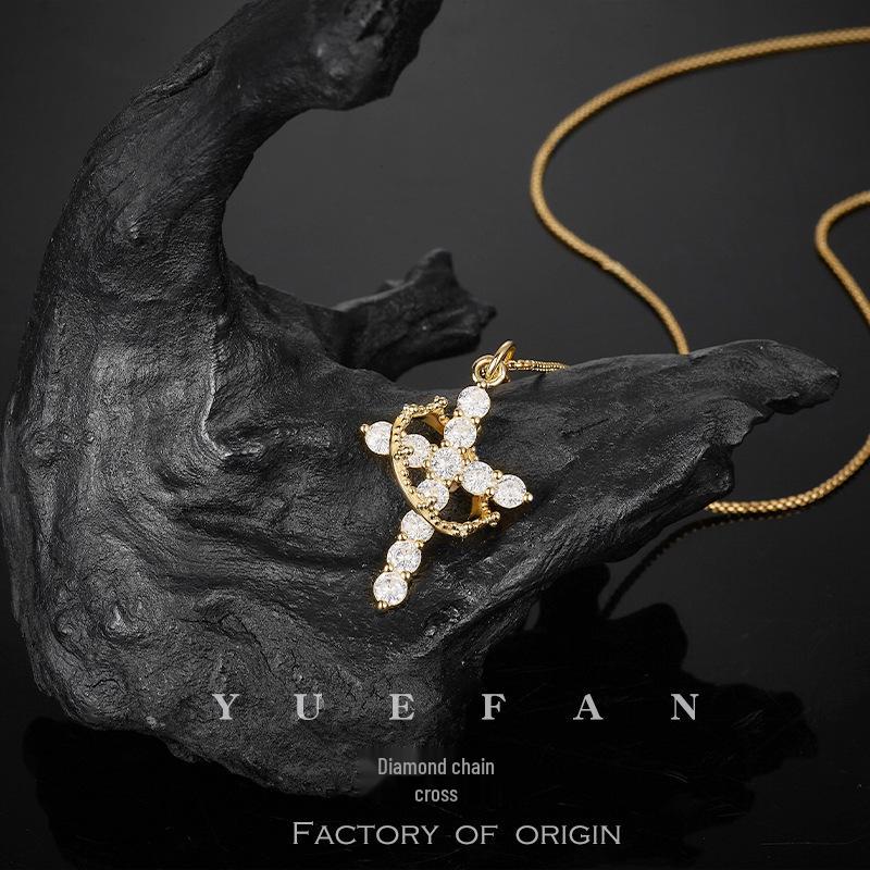 S925 Sterling Silver Women s Cross Necklace - Versatile High-End Fashion Clavicle Chain
