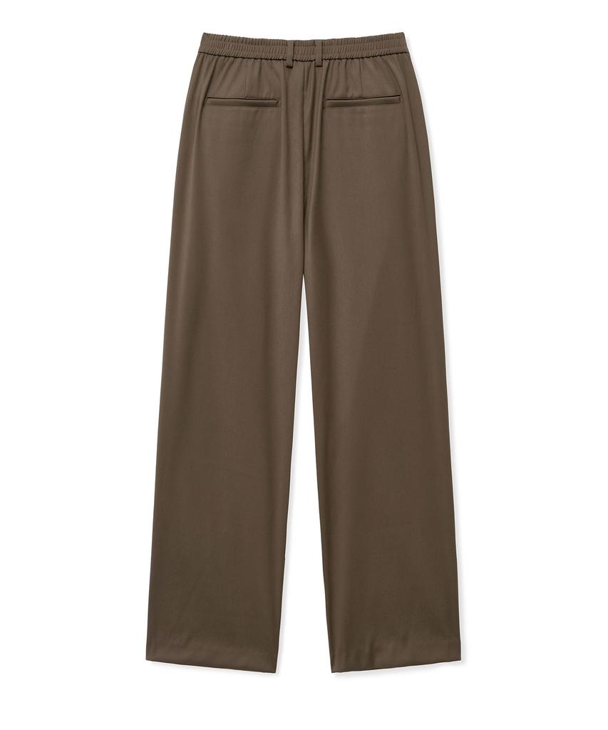 WEST GRAND BOULEVARD Wide Half-Banding Double-Pleat Slacks Brown