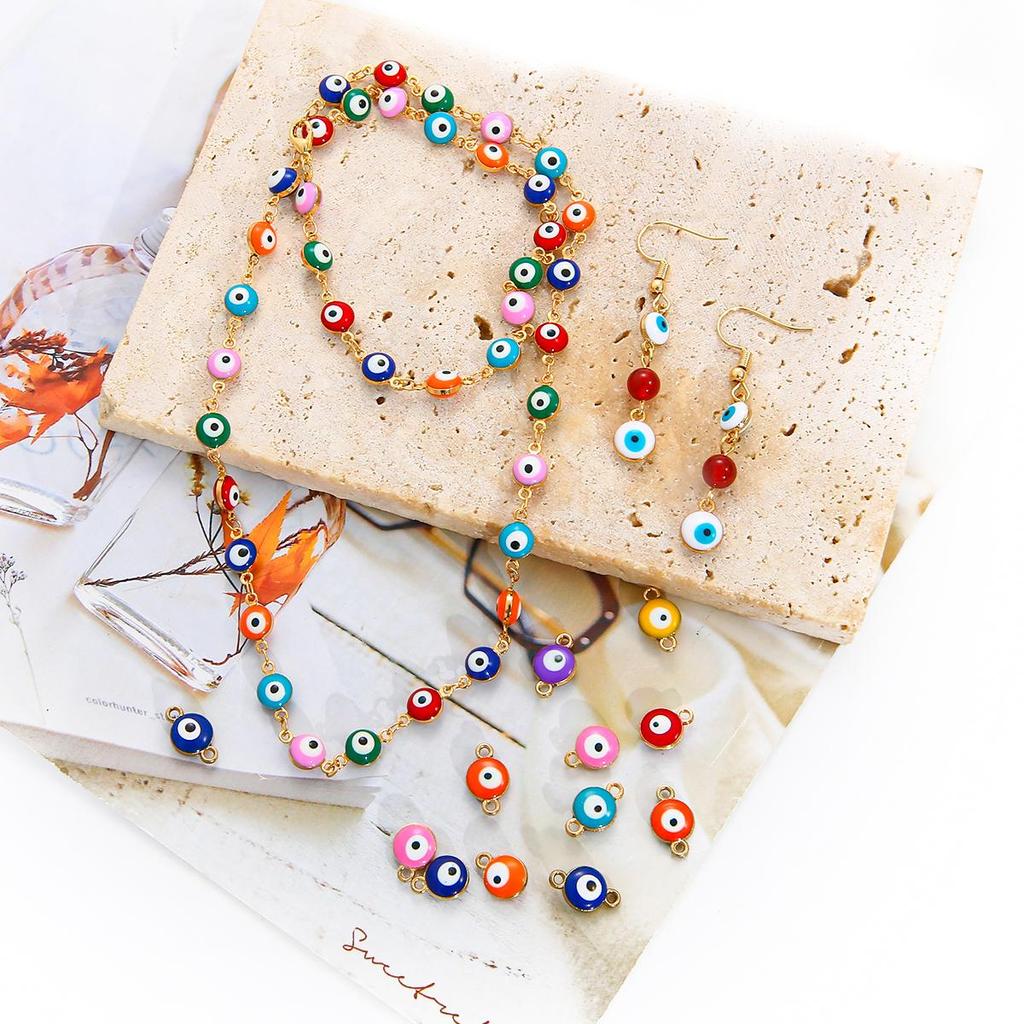 10 ks kovových smaltovaných přívěsků na oči pro náušnicový náramek příslušenství pro výrobu šperků pro vlastní potřebu