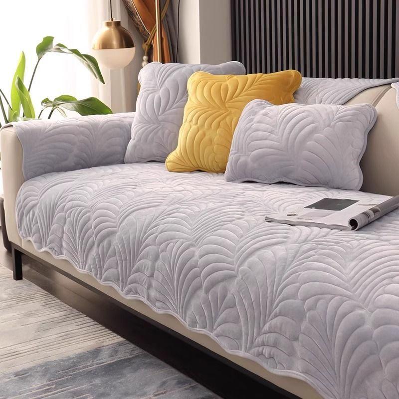 Plantain Leaf Chenille Sofa Cushion Four Seasons With Non-Slip Light Luxury Simple Living Room Seat Cushion Backrest Towel  Can Be Labeled