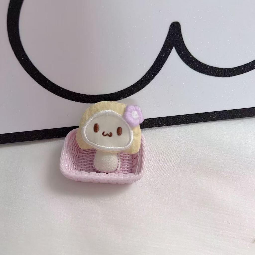 Cute Candy Handmade Fabric Mushroom Hair Clip with Sweet Bag Packaging