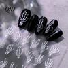 Self Adhesive Nail Decorations Halloween Art Stickers, 3D Embossed Skeleton Hand Pumpkin Bat DIY Home Manicure Tools Black Decals,