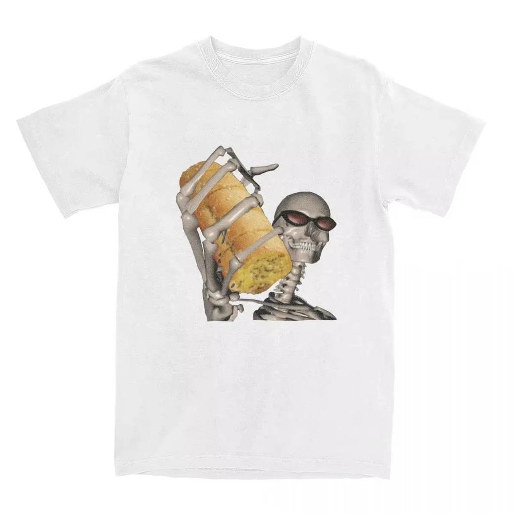 Summer Couple T-Shirt Garlic Bread T Shirts Fashion Funny Skeleton Unisex Tshirt Summer Tees Y2K Women Funny Design Cotton Clothes
