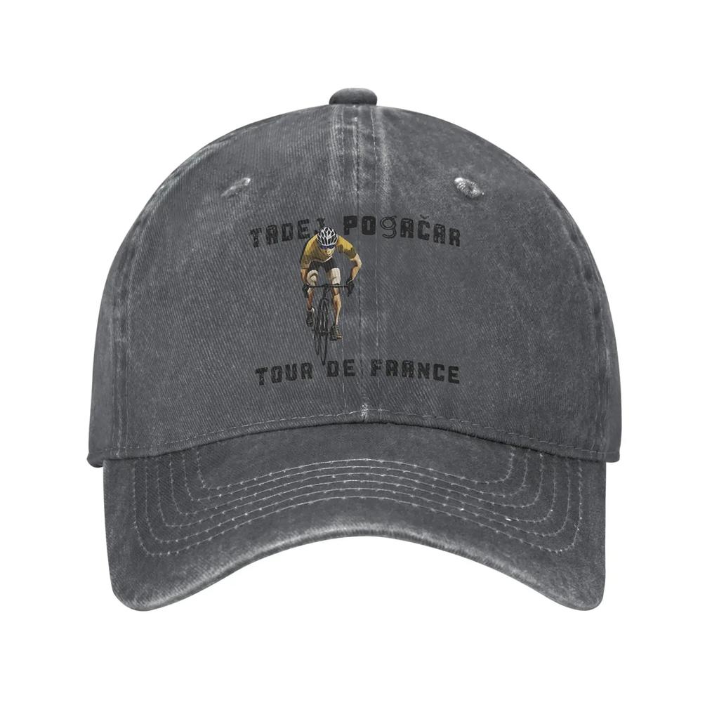 Berretto da Baseball Vintage Tadej Pogacar in Bicicletta Unisex Snapback Usurato Lavato Cappello Francia Tour Outdoor Vestibilità Regolabile