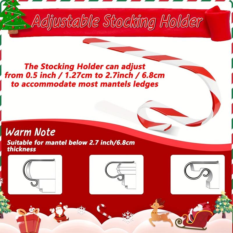 1/2PC Metal Fireplace Sock Hanger Holiday Red and Green Xmas Striped New Year Christmas Stocking Hook Home Party Decorations