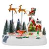 Animated Santa Sleigh with Music Lights Christmas Village Decoration Snots on the Run Figurine Building Accessory for Indoor Use