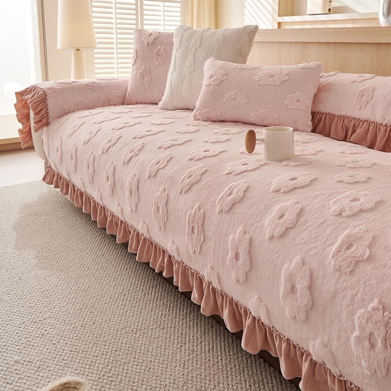 Living Home Non-slip Sofa Cushion Couch Sofa Covers   Winter Shu Velveteen Slipcover Thick Furry Sofa Mats