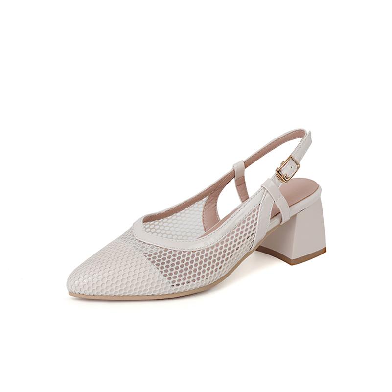 

FOREADA Women Slingbacks Pumps Pointed Toe Thick High Heels Buckle Glove Shoes Ladies Fashion Shoes Spring Autumn White 43 39 миндальный
