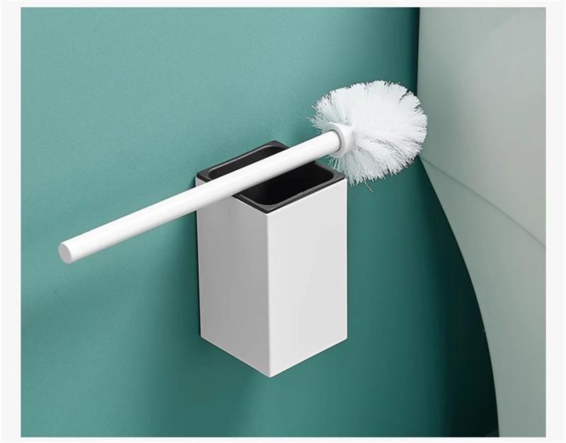Black Toilet Brush Holder with Brush Aluminum Gray/White Bathroom Toilet Scrub Cleaning Brush Holder Set