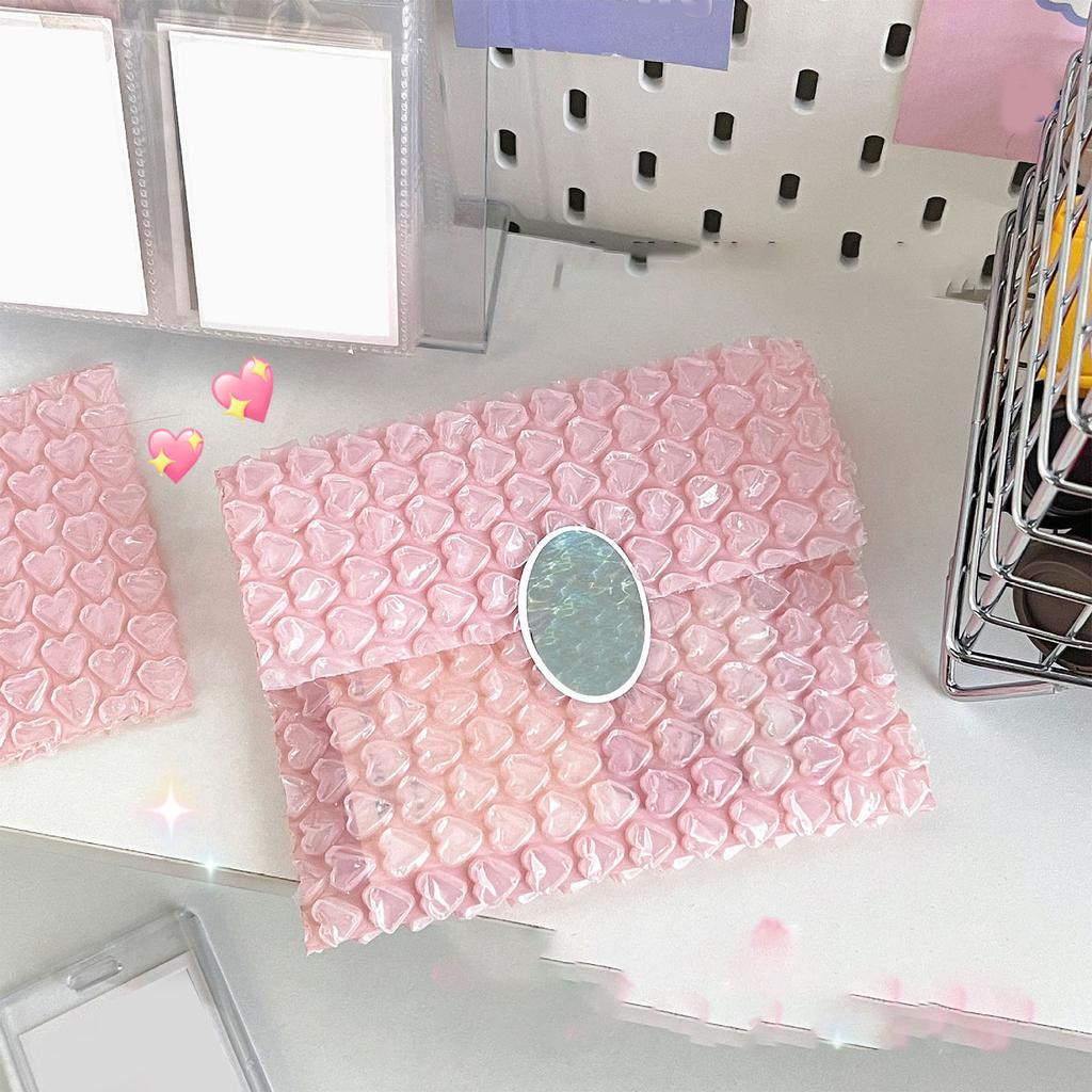 Kleine Luftpolstertaschen PE Rosa Herzmuster Stoßfest Wasserdicht Luftpolsterungstaschen zum Verpacken Expressversand