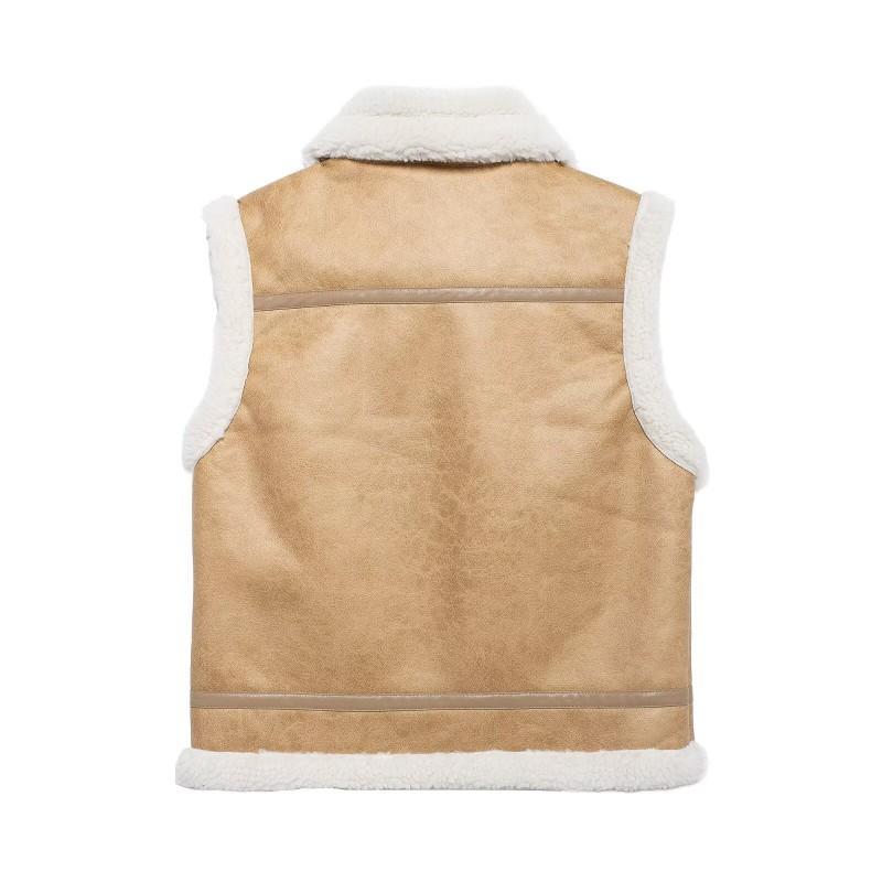 Womens Teddy Fleece Lined Fur Vest Winter Warm Sleeveless Jacket Street Style Zip Up Waistcoat