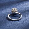 Rotating Korean Style Open Ring for Women with Micro Pave Zirconia Flower Design, High-Quality Electroplated Jewelry Ring for Layering