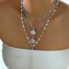 4pcs Vintage Bohemian Metal Shell Pearl Flower Pendant Tassel Necklace Set for Women Daily Wear Beach Vacation Jewelry Gifts New