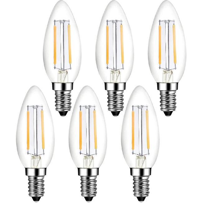 E14 European Base LED Candelabra Light Bulbs 25W Equivalent, 110V 2700K Warm White E14 Led Bulbs 2W 250LM for Turkish Lamp, European Chandeliers,