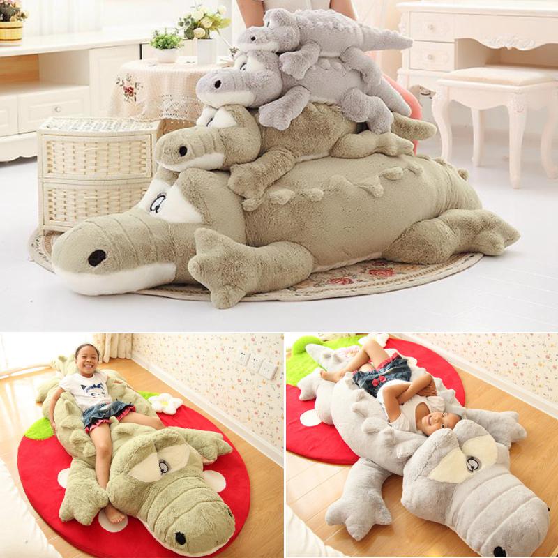1 1m Grey Super Large Stuffed Animal Crocodile Pillows Soft Plush