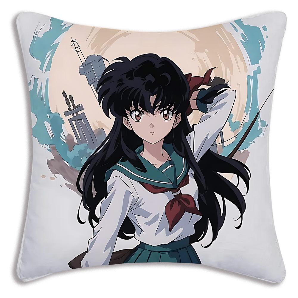Hot Anime Inuyashas Pillow Covers Cartoon Sofa Decorative Home Double-Sided Printing Short Plush Cute Cushion Cover