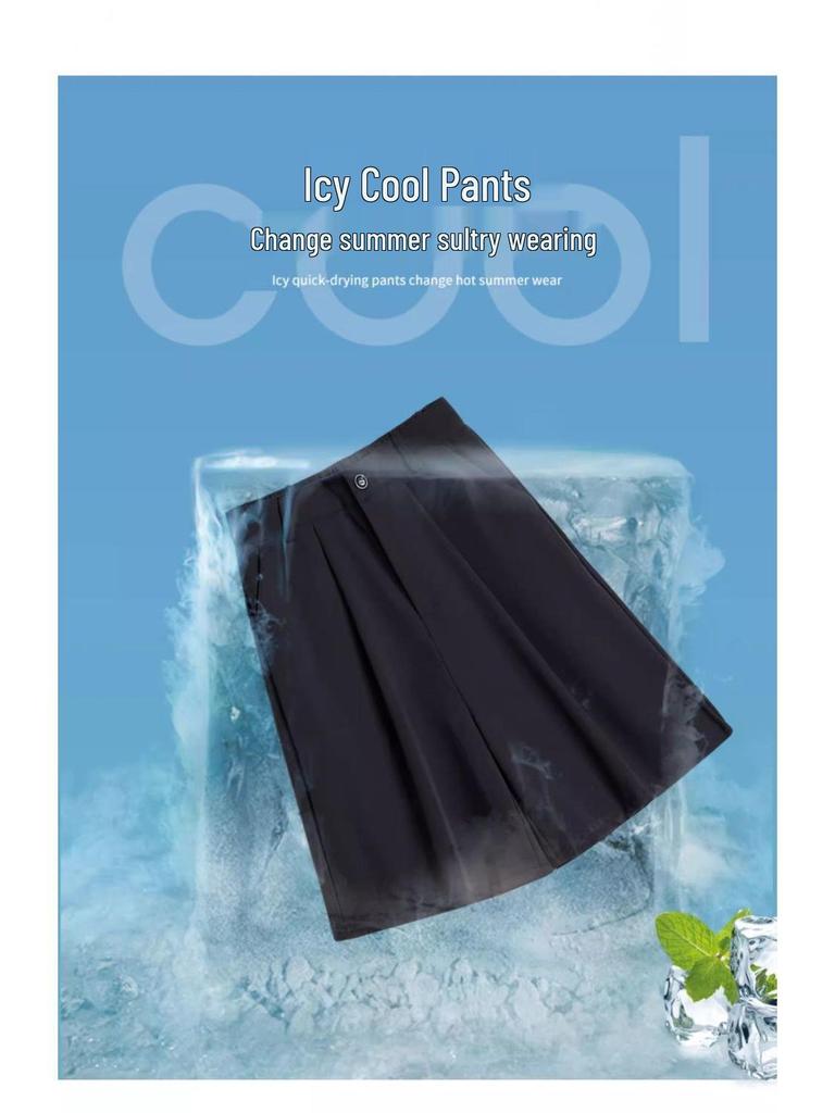 Women's High-Waisted A-Line Ice Silk Bermuda Shorts