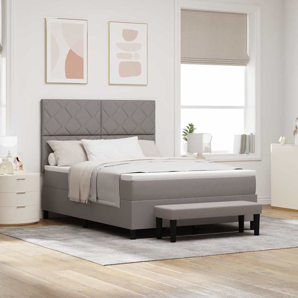 Box Spring Bed with Headboard Taupe 140 x 190 cm Fabric