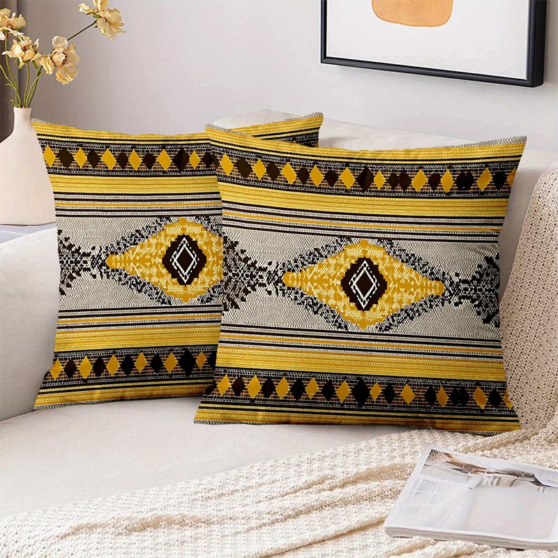 1 Pieces Yellow Brown Patterned Throw Pillow Decorative Cushions Polyester pillowcase, sofa  cushion cov Headboard Pillow