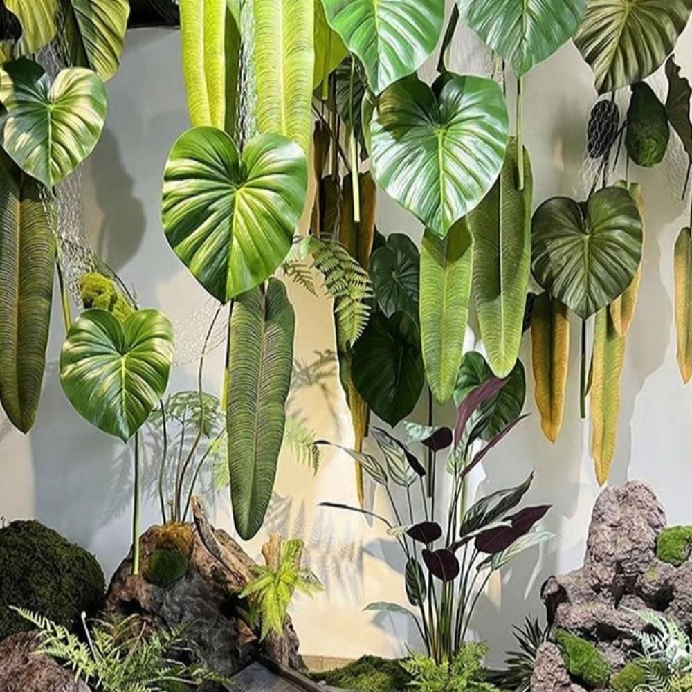 Lifelike Artificial Calla Leaves Green Plants Artificial Arrowroot Leaf  Home Decor