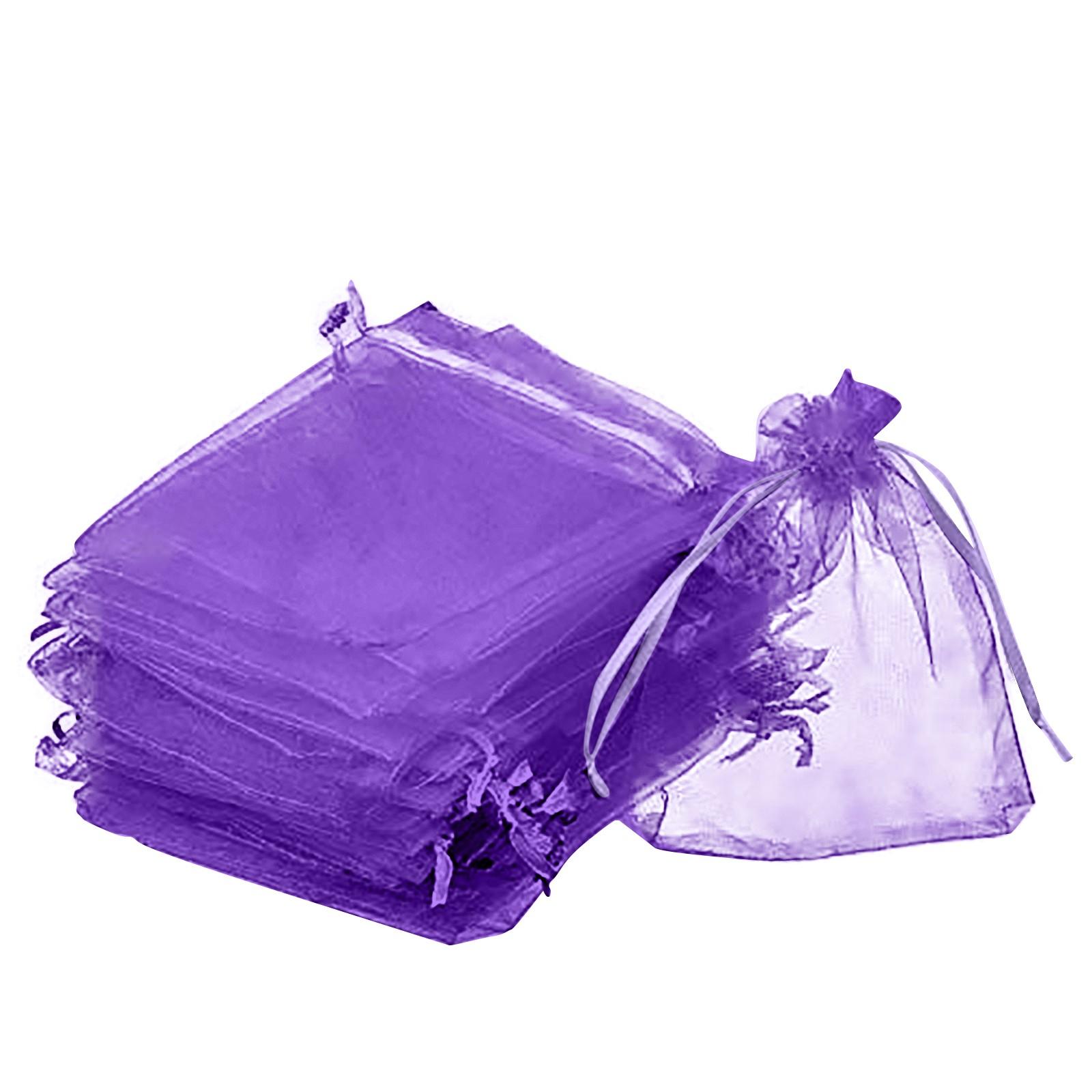 

Подарочный пакет из органзы, однотонный, на шнурке, 100 шт., 7x9 см фиолетовый