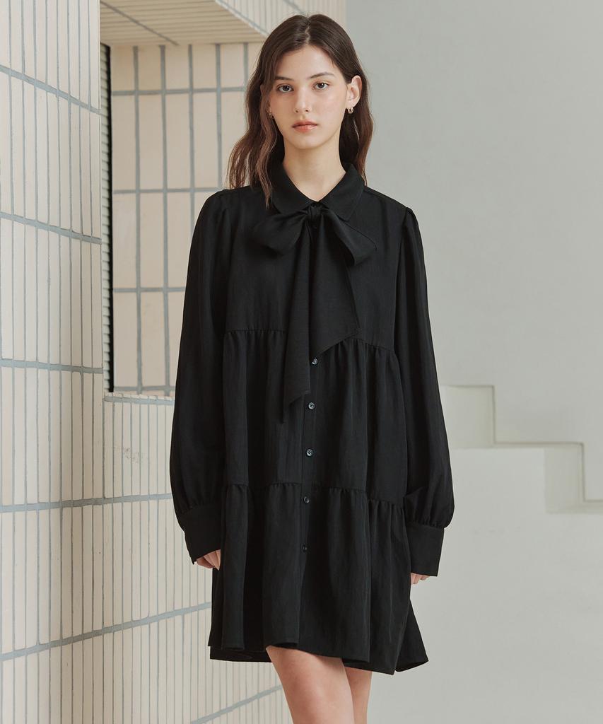 Zero Street [2 Colors] Ribbon Shirring Dress