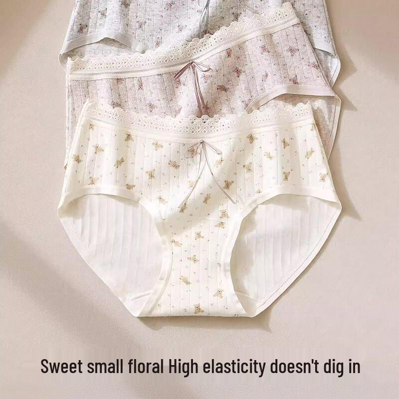 FitonTon Women's Pure Cotton Seamless Lace Briefs 4-Pack