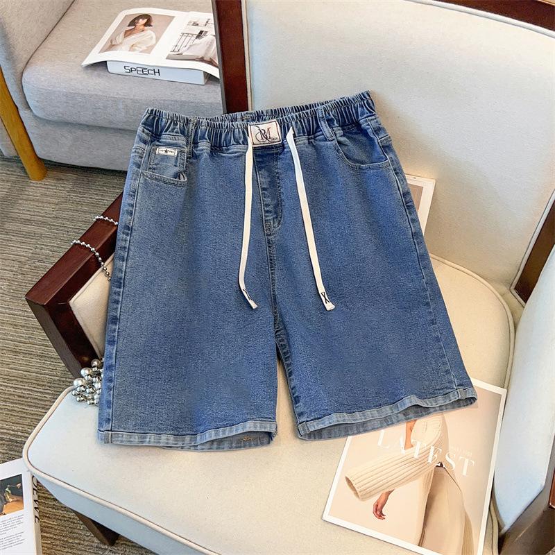 Super Size High Waist Plus Size Loose Work Jeans - Summer 5-Point Pants